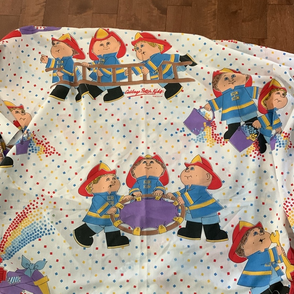 Vintage Cabbage Patch fire fighters twin flat sheet from 1985